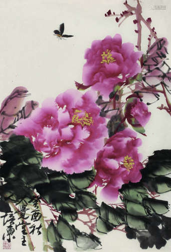 王培东（b.1941） 1993年作 花蝶 镜心 纸本设色