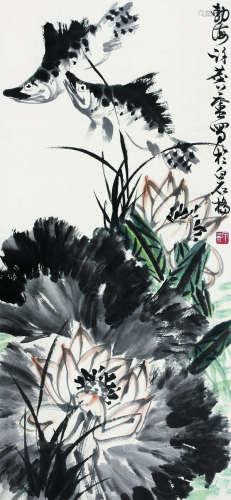 许麟庐（1916～2011） 鱼 立轴 纸本设色