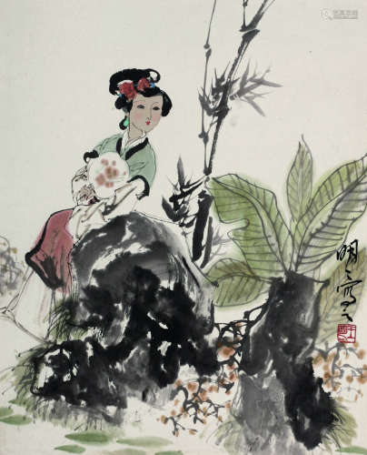 王明明（b.1952） 人物 镜心 纸本设色
