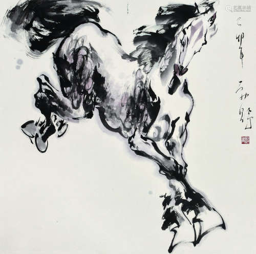 刘勃舒（b.1935） 1975年作 马 立轴 纸本设色