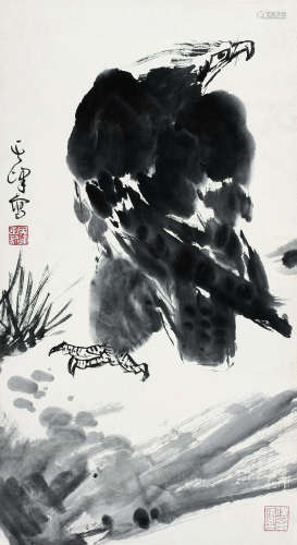 孙其峰（b.1920） 鹰 镜心 纸本水墨