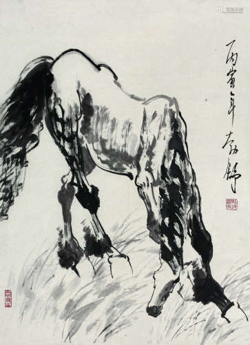 刘勃舒（b.1935） 1986年作 马 立轴 纸本水墨