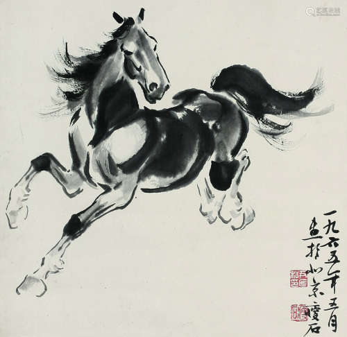 尹瘦石（1919～1998） 1965年作 马 立轴 纸本水墨