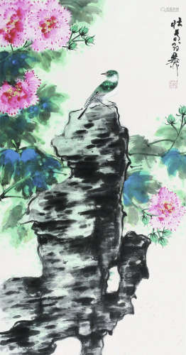 谢稚柳（1910～1997） 花鸟 立轴 纸本设色