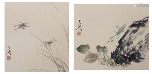 王雪涛（1903～1982） 草虫 镜心 纸本设色