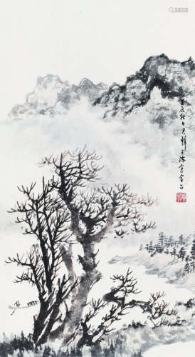 黄君璧（1898～1991） 1952年作 山水 立轴 纸本设色