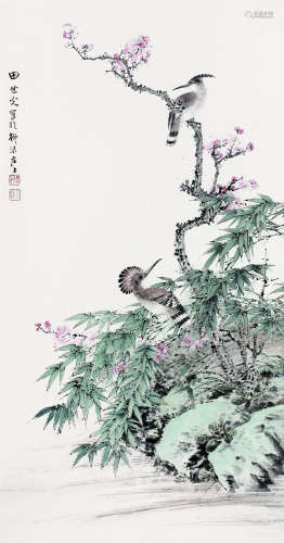 田世光（1916～1999） 花鸟 立轴 纸本设色