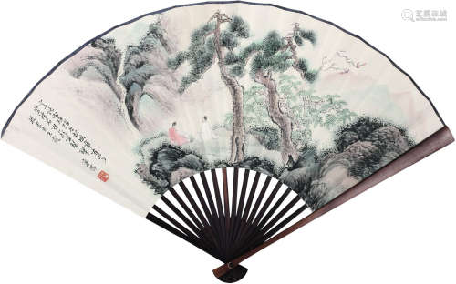 溥儒（1896～1963） 空山秋雨 成扇 纸本设色