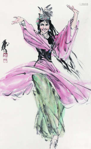 黄胄（1925～1997） 新疆舞 镜心 纸本设色