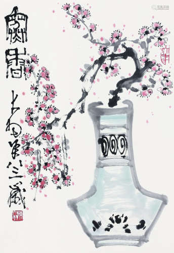 陈大羽（1912～2001） 瓶梅图 立轴 纸本设色