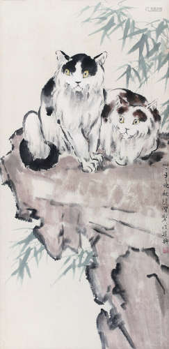 徐悲鸿（1895～1953） 1943年作 双猫图 镜心 纸本设色
