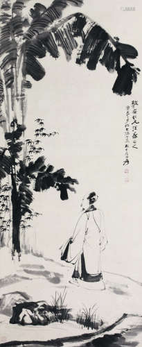 张大千（1899～1983） 1940年作 蕉荫高士图 立轴 纸本设色