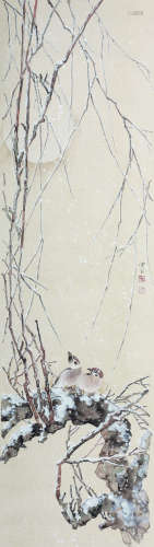 陈之佛（1896～1962） 雪景寒林 立轴 纸本设色