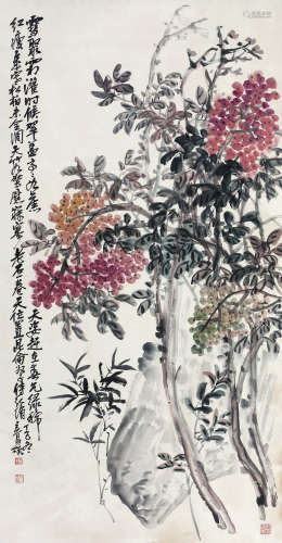 吴昌硕（1844～1927） 1917年作   国色天香 立轴 纸本设色