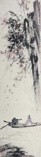 傅抱石（1904～1965） 1962年作   山水人物 立轴 纸本设色
