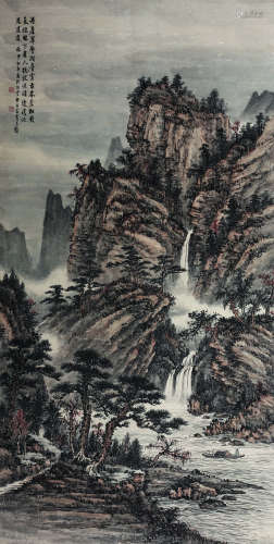 黄君璧（1898～1991） 1980年作   山水 立轴 纸本设色