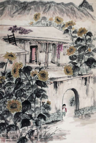 赵望云（1906～1977） 向日葵 立轴 纸本设色