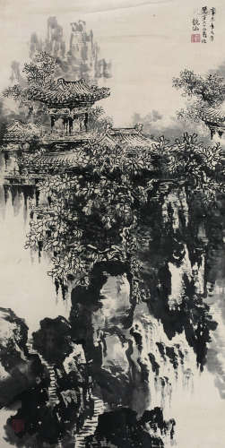 何镜涵（1923～2008） 山水 立轴 纸本水墨