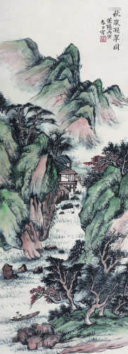 萧谦中（1883～1944） 1926年作   青山绿水 立轴 纸本设色
