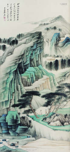 张大千（1899～1983） 1972年作   幽壁飞泉图 镜心 纸本设色