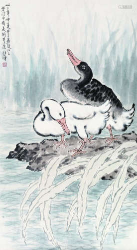 徐悲鸿（1895～1953） 双鸭 镜心 纸本设色