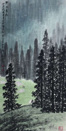 魏紫熙（1915～2000） 1984年作   山水 立轴 纸本设色