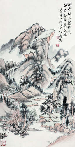 启功（1912～2005） 山水 立轴 纸本设色