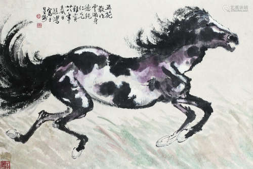 徐悲鸿（1895～1953） 1939年作   奔马图 立轴 纸本设色