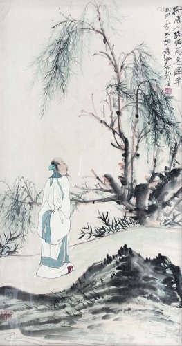 张大千（1899～1983） 1944年作   拟唐人孙位高逸图 镜心 纸本设色