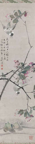 任伯年（1840～1896） 1887年作 花鸟 立轴 纸本设色