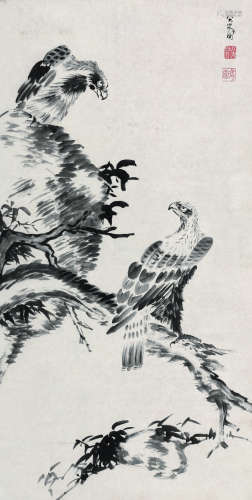 朱耷（1626～1705） 鹰 镜心 纸本水墨