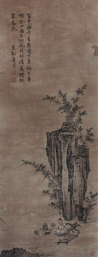 唐伯虎（1470～1524） 烹茶图 立轴 纸本设色