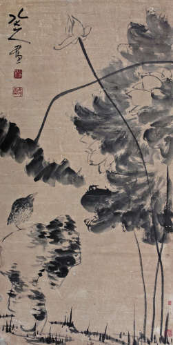朱耷（1626～1705） 荷塘清趣 镜心 纸本水墨