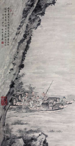 蔡嘉（1686～1779） 渔乐 立轴 纸本设色