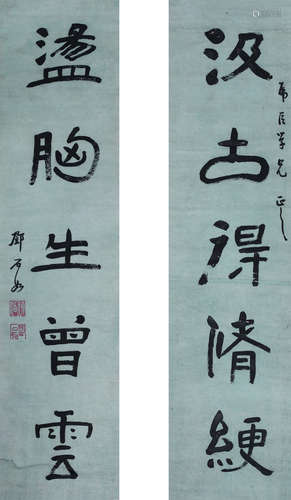 邓石如（1743～1805） 书法对联 立轴 纸本水墨