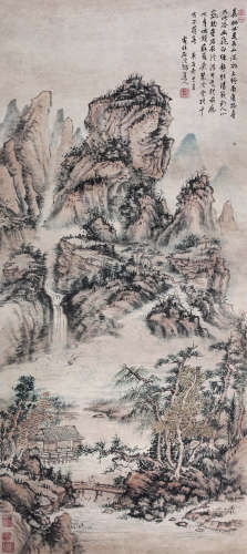 石溪（1612～1692） 1660年作 山水 立轴 纸本设色