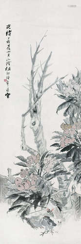 任伯年（1840～1896） 1887年作 花鸟 立轴 纸本设色