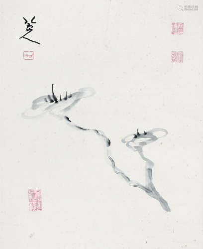 朱耷（1626～1705） 灵芝 立轴 纸本水墨