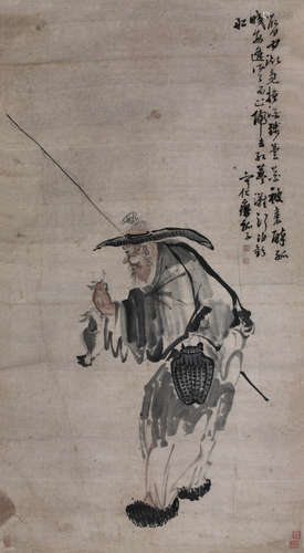 黄慎（1687～1766） 渔翁 立轴 纸本设色