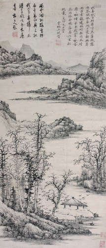 倪瓒（1301～1374） 山水 立轴 纸本水墨