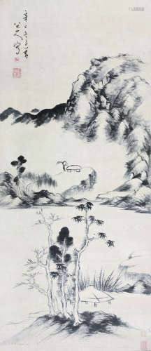 朱耷（1626～1705） 山水 立轴 纸本水墨