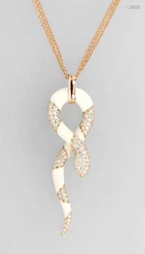 18 kt gold LEO WITTWER snake necklace with enamel and
