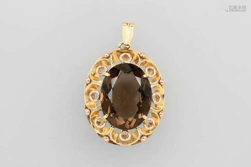 14 kt gold pendant with smoky quartz