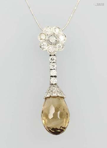 Platinum pendant with citrine and diamonds