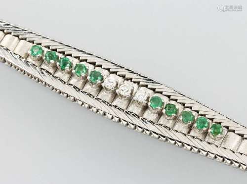 18 kt gold bracelet with diamonds and emeralds
