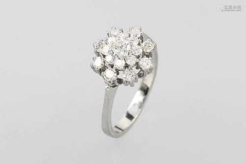 14 kt gold blossom ring with brilliants