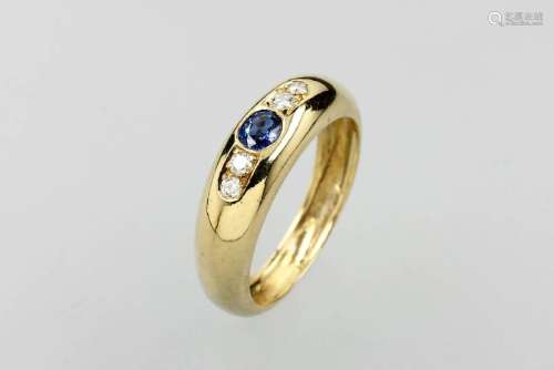 18 kt gold bandring with sapphire and brilliants