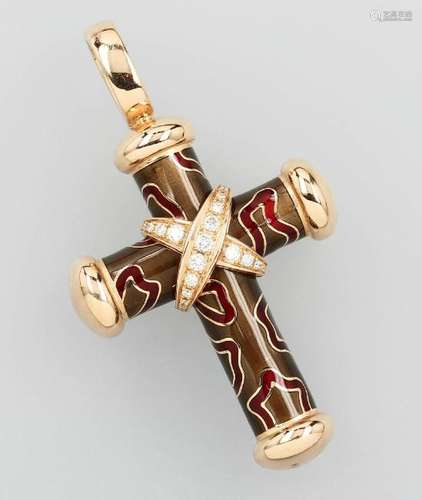 18 kt gold LEO WITTWER crosspendant with brilliants and