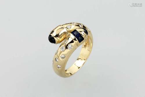 18 kt gold ring with sapphires and brilliants