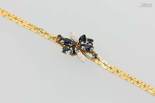 14 kt gold bracelet with sapphires and diamonds